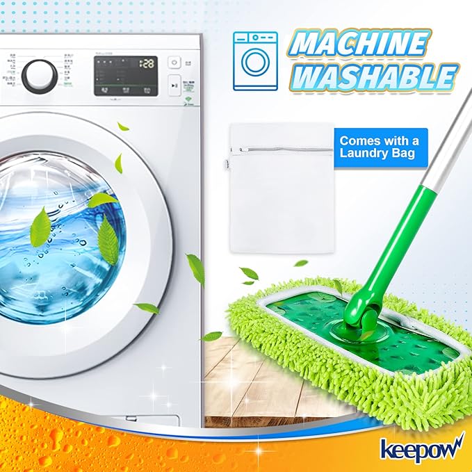 Reusable Microfiber Mop Pads Compatible with Swiffer Sweeper, Dry Sweeping Cloths, Wet Pads Refill for Swiffer Mop Pads Replacement Sweeping Mopping Pad Refills for Hardwood Surface Floor Cleaning