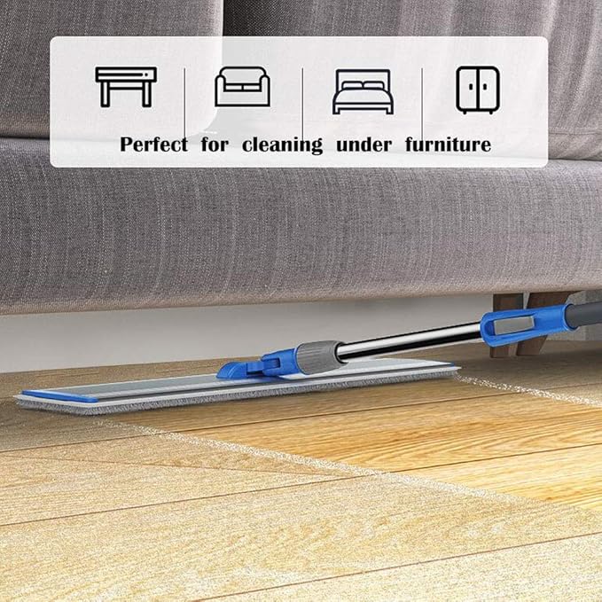 Microfiber Wet Mops 24 in Heavy Duty Flat Floor Mop Adjustable Handle with 4 Washable Mop Clothes