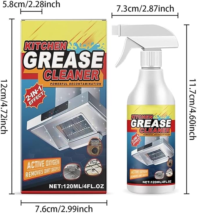 Powerful Kitchen Grease Cleaner, Powerful Clean Kitchen Oil Stains Spray, Heavy Duty Degreaser Cleaner Spray, All Purpose Heavy Oil Cleaning Agent, KitchenFoamCleaner Stubborn Stains Cleaner (2)