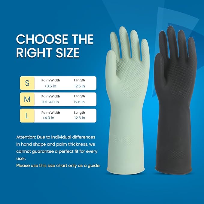 Rubber Dishwashing Gloves for Kitchen 4 Pairs Cleaning Household Dish Washing Reusable & Waterproof Latex Glove(Large)