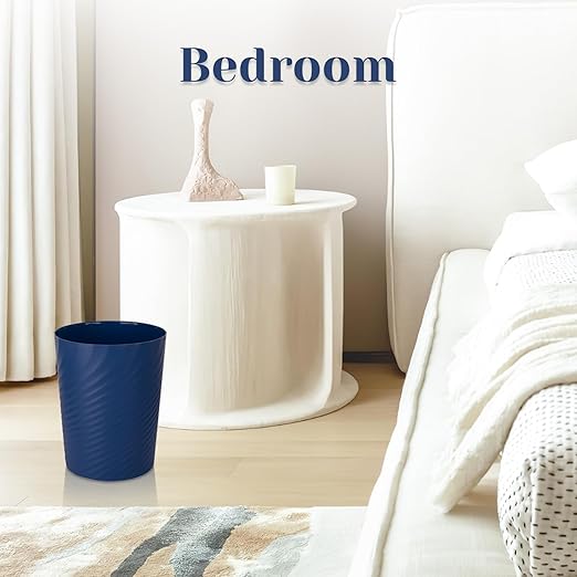UUJOLY Bathroom Small Trash Can with Trash Bag Plastic Garbage Can Round Waste Basket for Bathrooms, Laundry Room, Kitchens, Offices, Kids Rooms, Dorms, 1.8 Gallons, 3 Pack (Blue Green Beige)