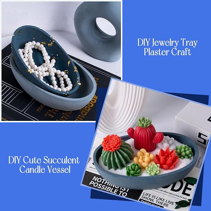 Resin Molds 2 Pack Boat Tray Silicone Mold for Epoxy Resin Casting 6 Inch Oval Candle Vessel Storage Bowl Flowerpot Concrete Cement Mould DIY Jewelry Trinket Container Crafts Plaster Moulds Home Decor