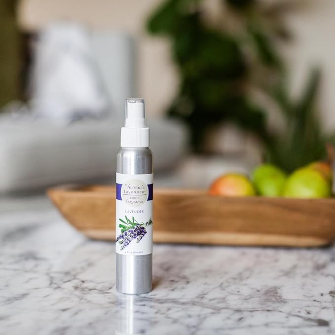 Victoria's Lavender Room Spray, All Natural Home Atmosphere Essential Oil Concentrated Room Fragrance, Air Freshener, Bathroom Odor Eliminator - Made in the USA, Lavender 4 Pack (4 Fl Oz)