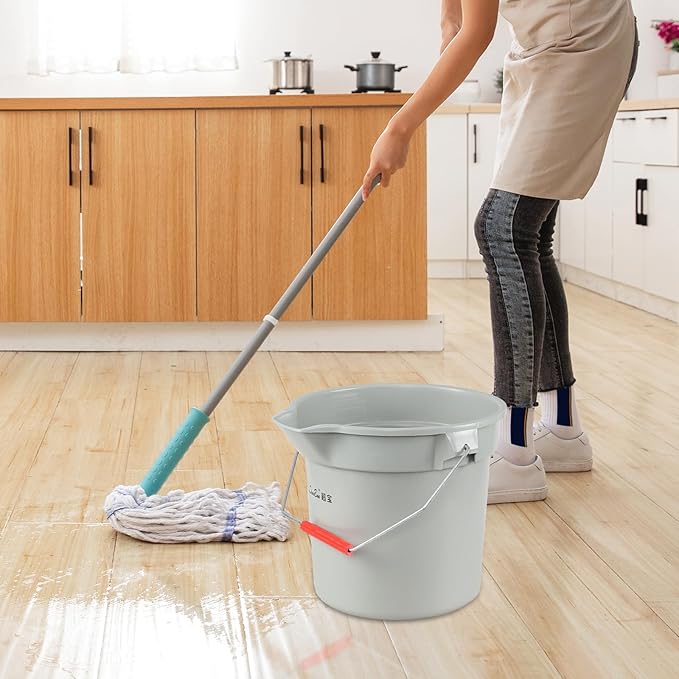 Xyskin 4 Packs 14 Quart Plastic Mop Bucket with Handle for House Cleaning, Utility Cleaning Pail Water Pail