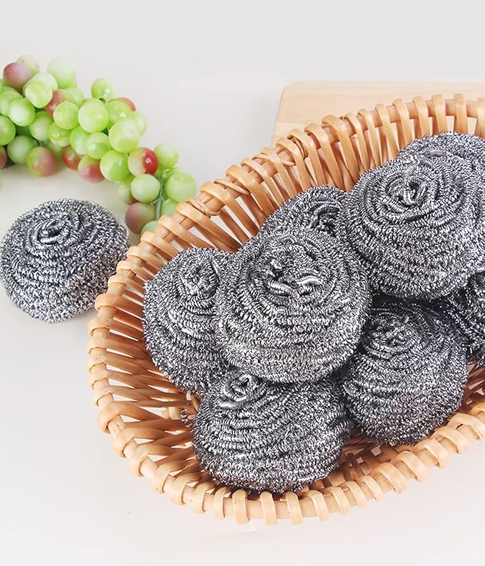 6Pcs Steel Wool Scrubbers - Flexible Scrubber Pads for Cleaning Dishes, Pots, Pans, Grills and Sinks