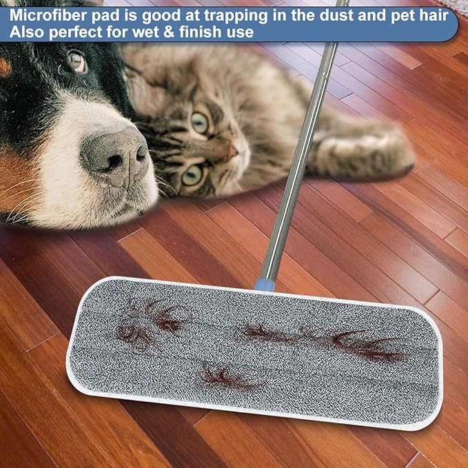 Microfiber Replacement Mop Pads 16.5''x5.5'' Compatible with Most Reveal Mop, 5 Packs Reusable Wet/Dry Floor Cleaning and Scrubbing Mops Refill Fit 14” to 16” Spray Mop Heads