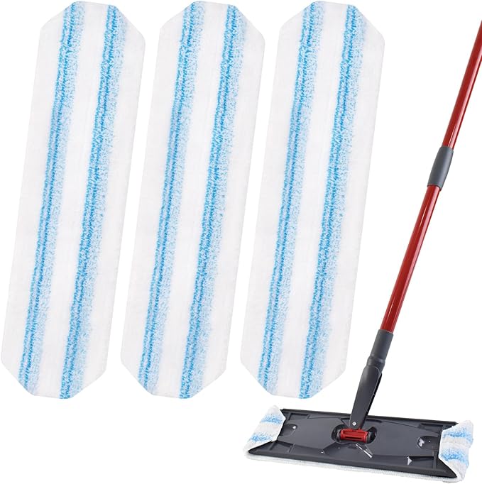 Mop Replacement Pads for OCedar H2prO Flat Mop System, 3 Pack Mop Pads for Ocedar H2prO Flat Mop, Microfiber Mop Heads Replacements for OCedar H2pro, Reusable Mop Refills Safe on Various Floors