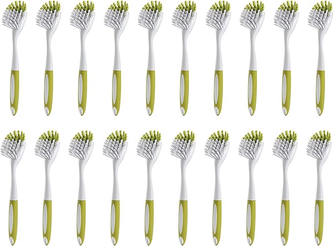 Dish Brush, Dish Scrubber & Kitchen Scrub Brush for Dishes, Pots, Pans, Sink, Cast Iron, Yellow-green 20 Pack