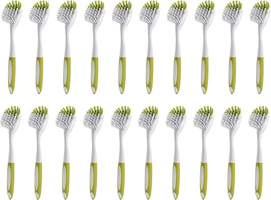 Dish Brush, Dish Scrubber & Kitchen Scrub Brush for Dishes, Pots, Pans, Sink, Cast Iron, Yellow-green 20 Pack