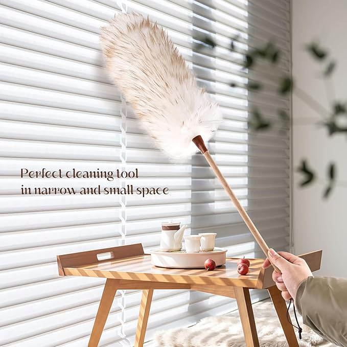 THARAHT Lamb Wool Duster Fluffy Long Handle Reusable for Cleaning Ceiling Fan,Pendant lamp, High Ceiling, Blinds, Furniture Feather Duster