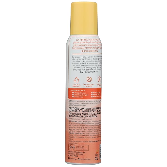 Citrus Magic Odor Eliminating Air Freshener Spray, Georgia Peach, 3-Ounce, Pack of 3