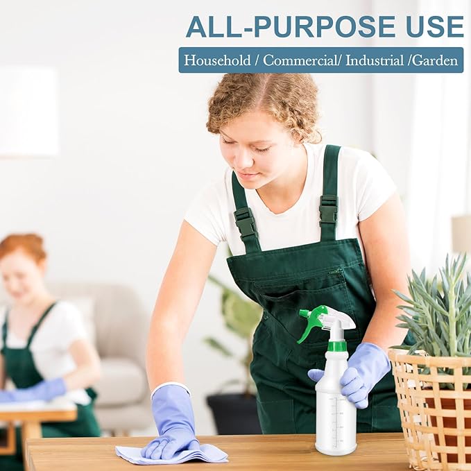 10 Pack Spray Bottles 16 Oz Empty Water Spray Bottles for Cleaning Heavy Duty Refillable Squirt ‌Container with Measurements Adjustable Nozzle for Household Commercial Industrial(Green)