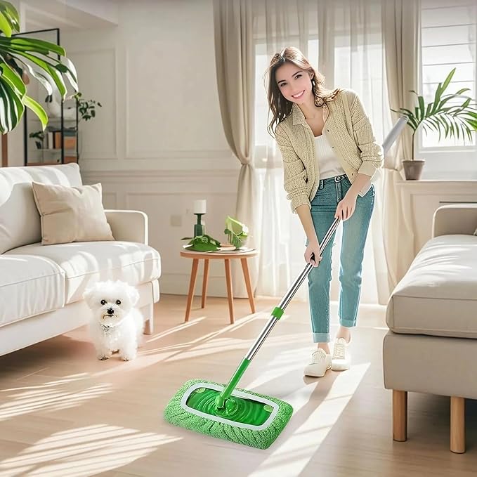 12-Pack Reusable Coral Fleece Mop Pads Washable Wet Mopping Cloths and Dry Sweeping Cloths for Swiffer Sweeper – Washable Wet & Dry Microfiber Pads for Surface/Hardwood Floor Cleaning, Tile & More.