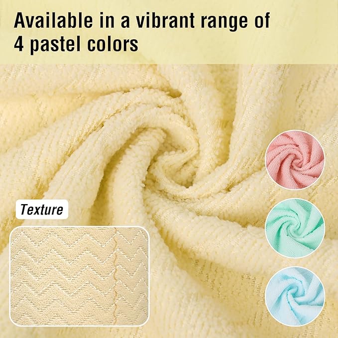 Microfiber Cleaning Cloths Roll, 75 Pack Tear Away Microfiber Towels Roll, 12" x 12" Lint Free Rags, Reusable Cleaning Cloths, Washable, Scratch Free,Ultra Absorbent Dish Rags(Yellow Ripple)