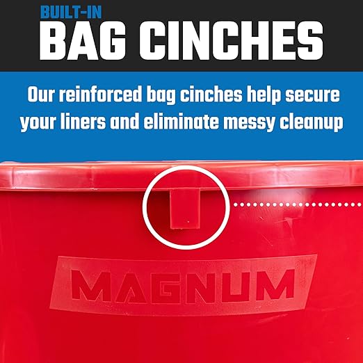 Magnum 32 Gallon Trash Can, High-Vis Red, Construction Grade, Heavy Duty Plastic, Jobsite Ready for Handling and Holding Garbage CMTC-C000-32R04 (4 Pack)