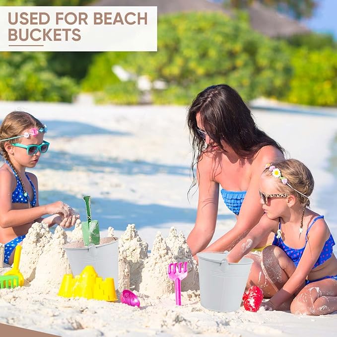 OBTANIM 7 Pack White Metal Buckets with Handle Galvanized Ice Pails for Plants, Succulents, Party Favors Organizing, Rustic Home Decor or Classrooms Pencil Storage (6 x 4.4 inch)