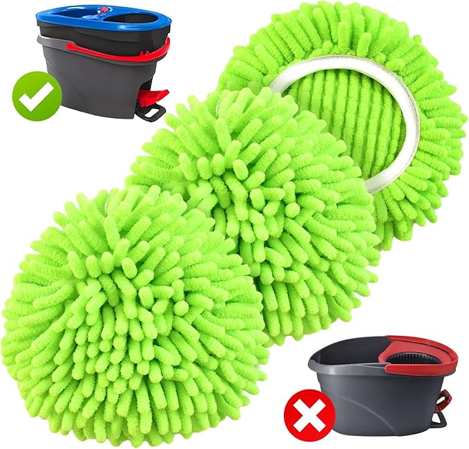 Mop Replace Head for O Cedar, Spin Mop Heads Replacements for Ocedar RinseClean 2 Tank Spin Mop, Chenille Duster for Ocedar Mop Include 3 Pack Microfiber Chenille Mop Pad for Ocedar Spin Mop
