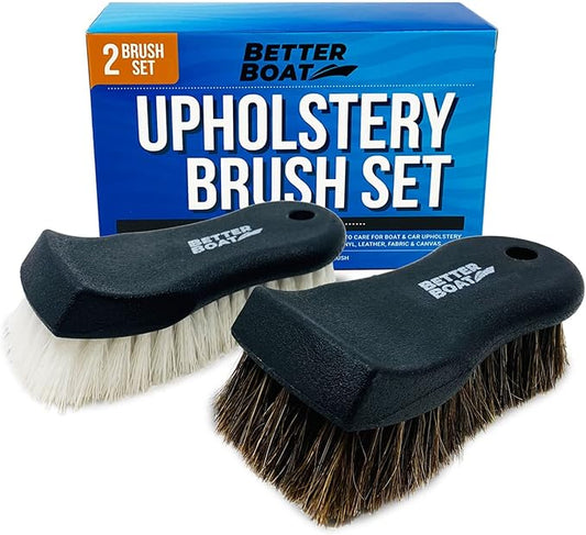Upholstery Brush Set, Carpet and Car Cleaning Brushes, Horsehair Detailing Brush for Upholstery Cleaner, Leather, Interior, Boat, Couch, and Sofa Cleaning
