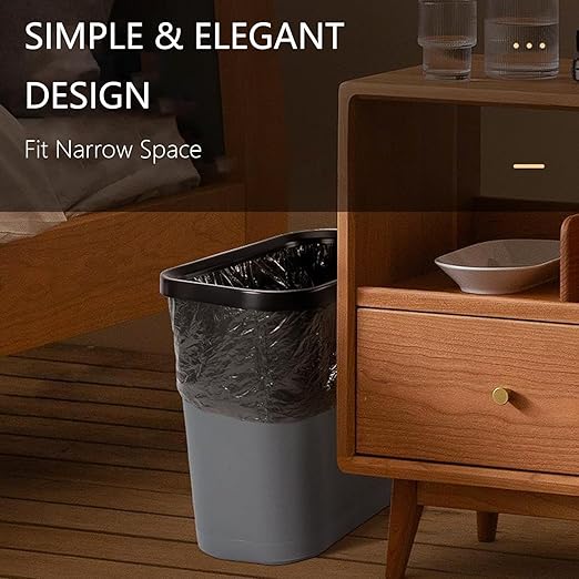 Small Trash Can 4 Pack, 2 Gallon/8 L Blue Grey Garbage Can for Office, Bedroom and Kitchen, Bathroom Trash Can Fits Narrow Space, Plastic Trash Bin Waste Basket