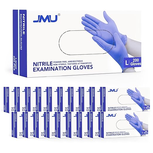 JMU Nitrile Gloves Large Bulk 4000 Count, 3.5 Mil Disposable Gloves Latex-Free, Violet Blue