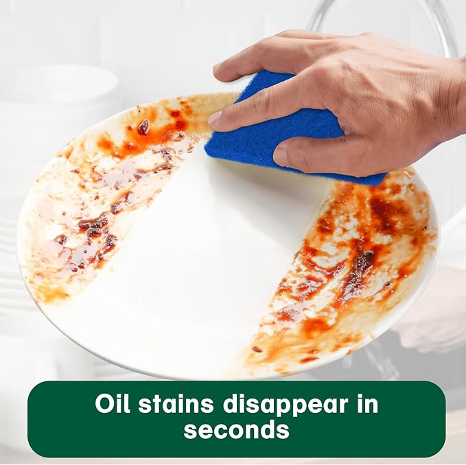 40 Pcs Scouring Pads,Heavy Duty Scour Pads,Blue Dish Scrubber Pads,Non Scratch Scrubbing Pads,Reusable Household Scrub Pads for Dishes Kitchen Scrubbers & Metal Grills,4x6in