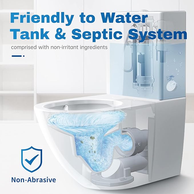 Vacplus Toilet Bowl Cleaner Tablets 30 PACK, Automatic Toilet Bowl Cleaners with Bleach for Deodorizing and Descaling, Bathroom Cleaner Against Tough Stains