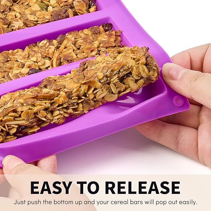 8-Cavity Silicone Candy Bar Molds, 2 Pcs Granola Bar Molds Rectangle Chocolate Mold for Baking Protein Energy Bar, Dubai Chocolate Bar, Brownie