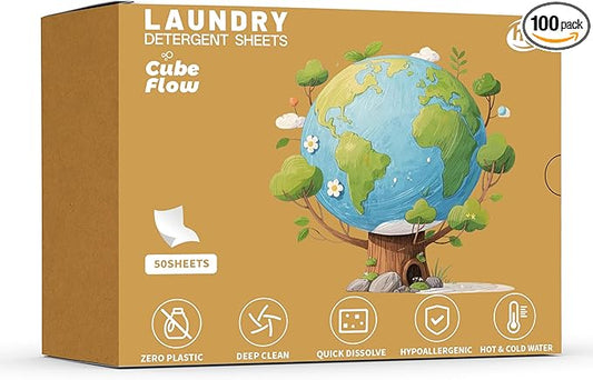 Linen Scented Laundry Detergent Sheets | 100 Loads | Natural Freshness & Deep Cleaning | Liquidless, Pre-Measured Eco Sheets | Plastic-Free, Hypoallergenic & Travel Friendly