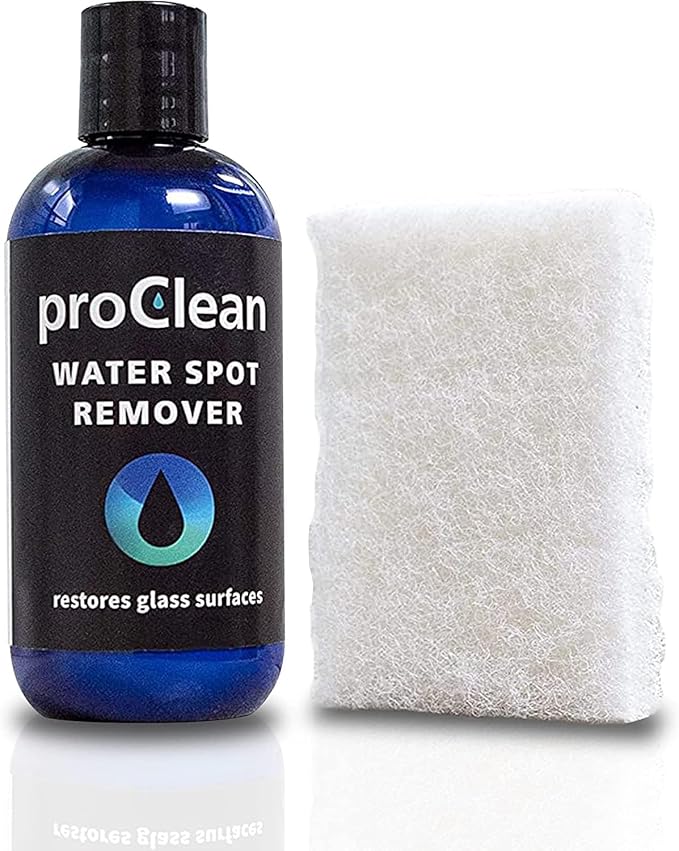 GlasWeld ProClean Heavy Duty Hard Water Stain Remover - For Glass, Metal & More - Includes Applicator Pad - Stubborn Water spot Remover Kit - Automotive Car Care