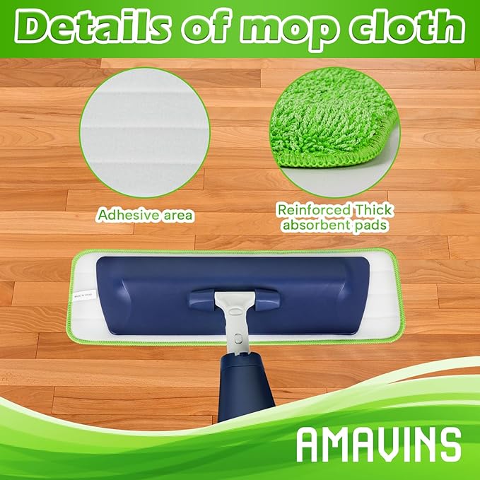 3 Pack Microfiber Cleaning Pads with All Bona Mop, Reusable Microfiber Mop Pads for 18 Inch Mop, Hardwood Floor Replacement Cleaning Mop Pads, Machine Washes