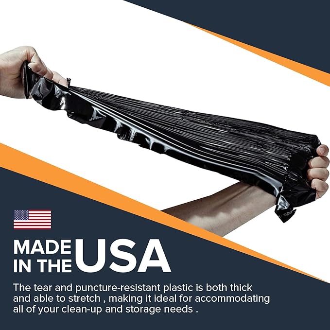 Generic 100 Pack -55-60 Gallon Heavy Duty Trash Can Bags - 2 Mil Thickness, Ultra Durable, Leak Proof, Black -large yard waste bags，Ideal for Kitchen, Commercial, Building - Made in the USA-21