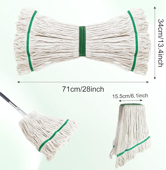 10Pcs Commercial String Mop Head, Loop-End Mop Head Replacement, Heavy Duty Mop Head Refills, Cotton Looped End Wet Cleaning Mop Refill for Floor Cleaning, Home, Industrial and Commercial Use