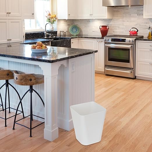 ZXJ Small Trash Can - Waste Basketbin - 1.8 Gallon - White - Bathrooms, Laundry Room, Kitchens, Offices