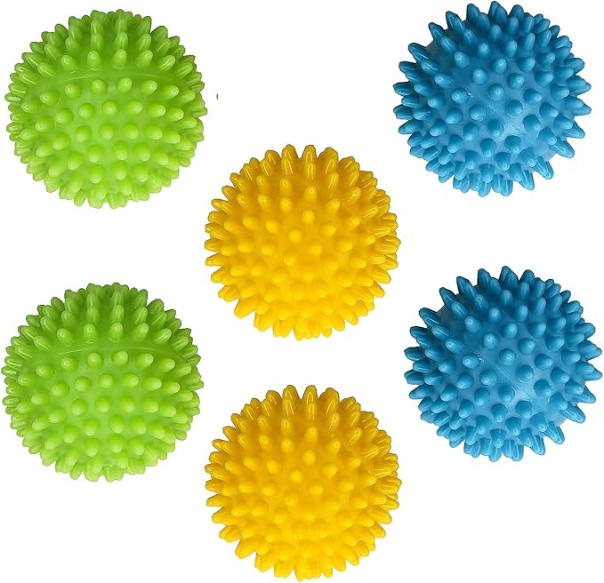 Dryer Balls Laundry Anti Static - 6 Pack Reusable Plastic Clothes Drying and Fluffing Fabric Softener Balls 3 inches Assorted Colors