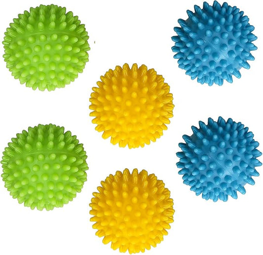 Dryer Balls Laundry Anti Static - 6 Pack Reusable Plastic Clothes Drying and Fluffing Fabric Softener Balls 3 inches Assorted Colors