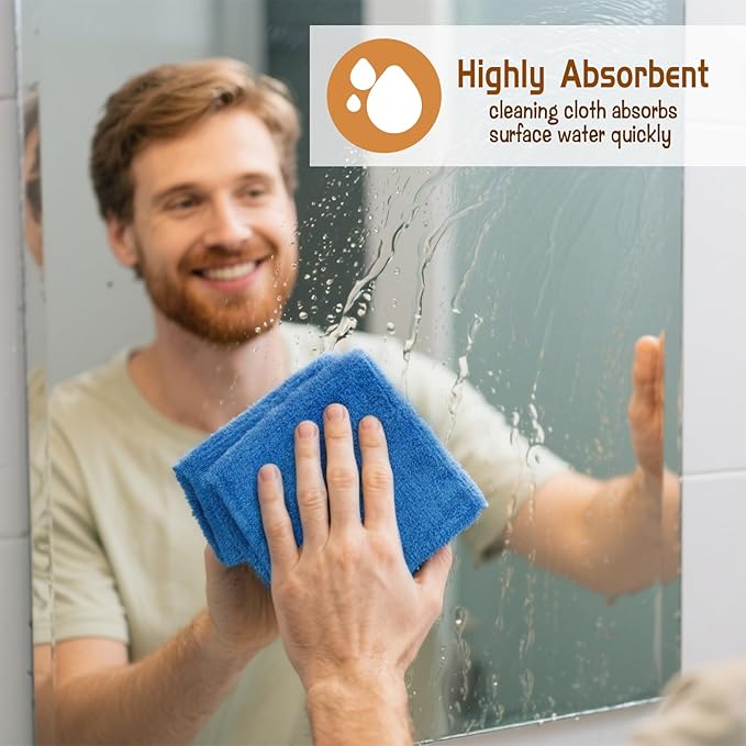 8 Pcs Large Microfiber Cleaning Cloth, 15.75"x15.75" Washable Reusable Microfiber Towel for House Floor Kitchen Car Window Highly Absorbent, Lint and Streak Free