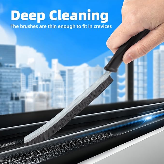 Hard Bristle Crevice Cleaning Brush-Thin Gap Scrub Brush, Small Cleaning Brush, Grout Brush, Kitchen Brush, Cleaning Tools for Toilet, Bathroom, Sink, Home, Household, Window (3, Orange)
