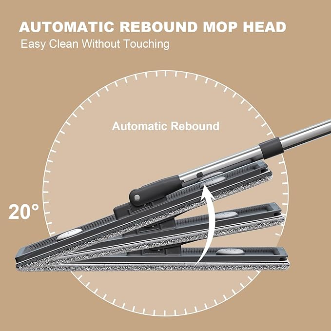 Mop and Bucket with Wringer Set,Hands Free Flat Floor Mop and Bucket,2 Washable Microfiber Pads Included,Wet and Dry Use, Home Floor Cleaning System for All Floor Types and Windows