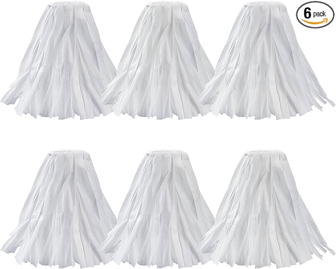 Matthew Cleaning Looped-Open Disposable Industrial Wet Mop Head 1.25'' Universal Headband Non-Woven Commercial Replacement for Indoor & Outdoor Use, Floor Cleaning String Mop Refill 6 Pack