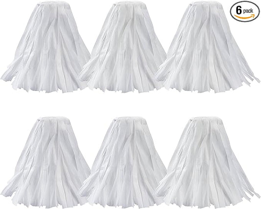 Matthew Cleaning Looped-Open Disposable Industrial Wet Mop Head 1.25'' Universal Headband Non-Woven Commercial Replacement for Indoor & Outdoor Use, Floor Cleaning String Mop Refill 6 Pack