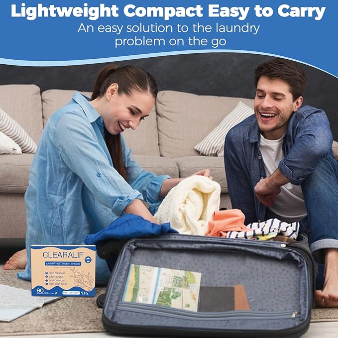 CROS 360 Loads Laundry Detergent Sheets Linen Scent, for Travel, Home, Apartment, Dorm, Laundry Detergent Strips Eco Friendly, Hypoallergenic, Liquidless Washing Supplies