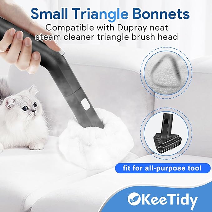 6 Pack Steam Cleaner Attachments Compatible with Dupray Neat Steam Cleaner & Compatible with McCulloch Steam Cleaner 2 Large Rectangle+4 Small Triangle Bonnets Reusable Microfiber Mop Pads Accessories