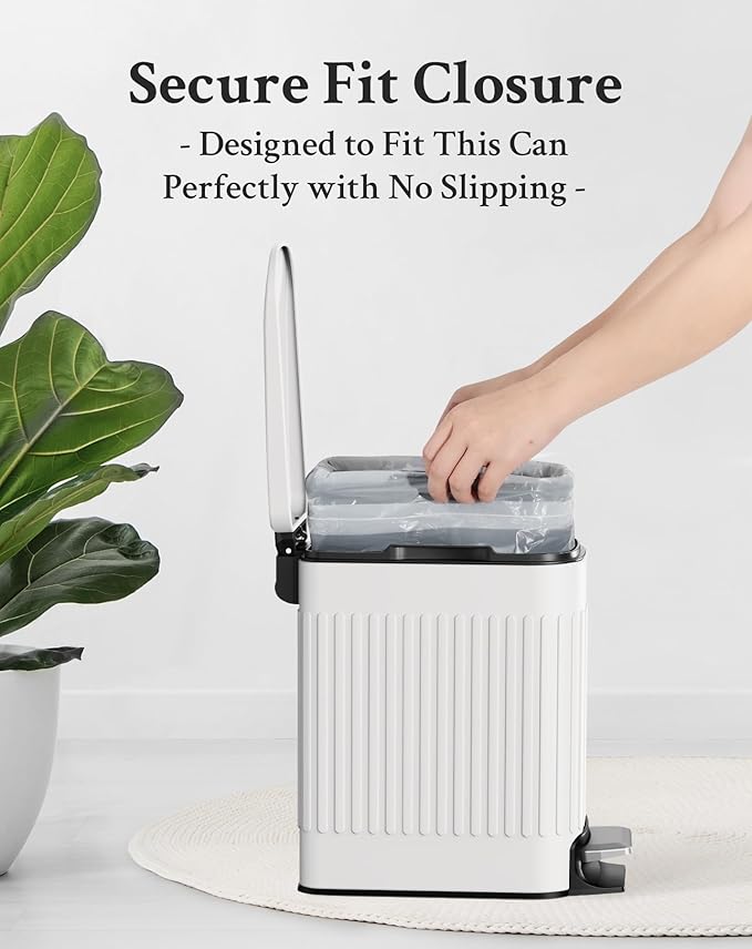 TrashAid 1.6 Gallon Small Trash Bags, 90pcs Mini Bathroom Garbage Bags, 6 Liter Waste Basket Liners for Bathroom, Office, Fit 0.8-1.6 Gal, White, Code A