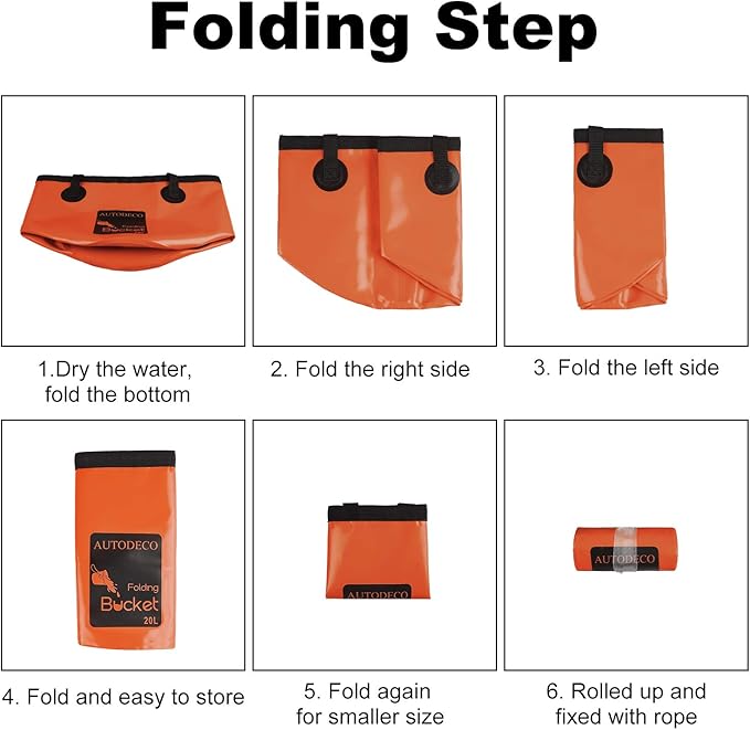 AUTODECO Collapsible Bucket 5 Gallon Container Folding Water Bucket Portable Wash Basin 20L