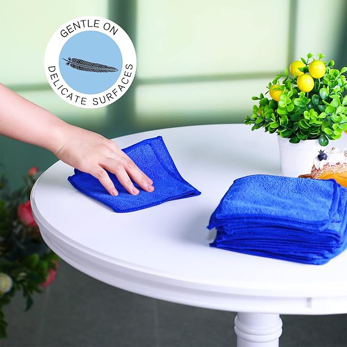 Tanlade Microfiber Cleaning Cloth 6"x6" Cleaning Rags Reasonable Kitchen Towels Microfiber Towels Cars Wash Dry Erase Cloth (Blue,50 Pcs)