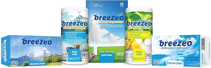 Breezeo Fabric Softener Dryer Sheets, Mountain Fresh, 200 Count