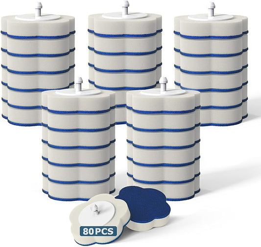 Disposable Toilet Bowl Wand Refills【Not Suitable for Other Brands】, 80 Count Disposable Toilet Brush Refills, Toilet Cleaning Sponges Heads for Bathtub, Floor, Drain