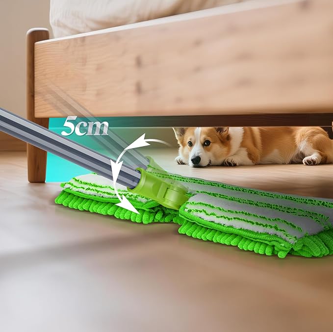 MASTERTOP Microfiber Mops for Floor Cleaning, Double-Sided Dust Mop with 4 Reusable & Washable Mop Pads, Wet Dry Flat Mop with Extension Stainless Steel Handle for Hardwood, Vinyl, Laminate