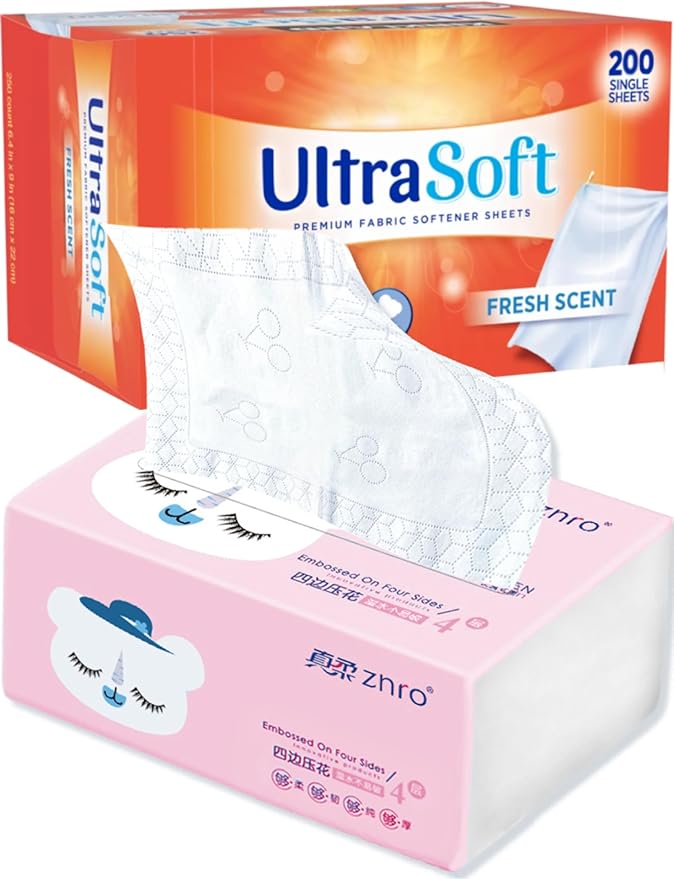 500 Single Laundry Dryer Sheets(6.4"x9")w/ Easy Dispenser Box Packaging,Household Premium 4 in 1 Fabric Softener Fresh Scent,Drive Clothes Ultra Soft,Plus 100 Pulls ZNRO 4-Ply 6.1"x6.9" Facial Tissues