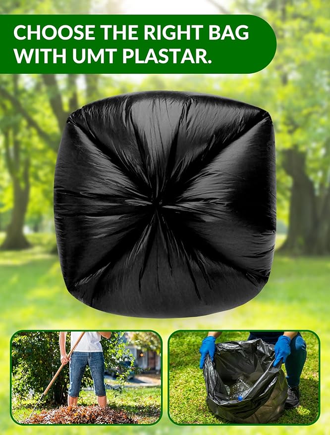 150 Count Heavy Duty Black Trash Bags, 55-60 Gallon, 40x54 Inches, 20 Micron Thick Large Garbage Bags